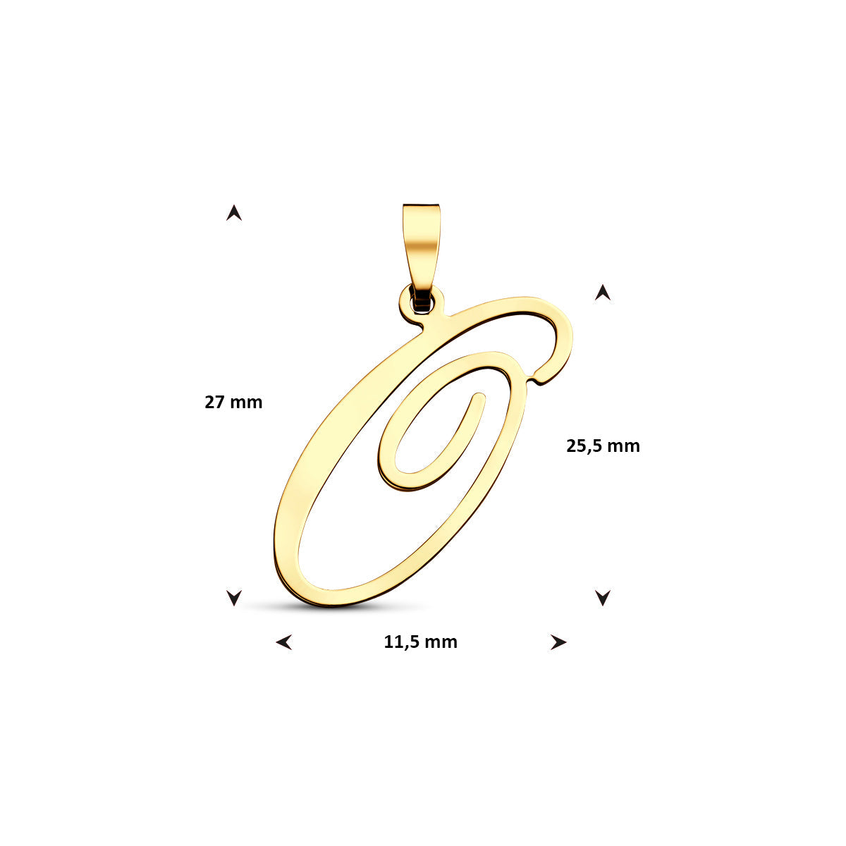 Hanger sierletter O 25,5 mm 14K geelgoud #Letter_O