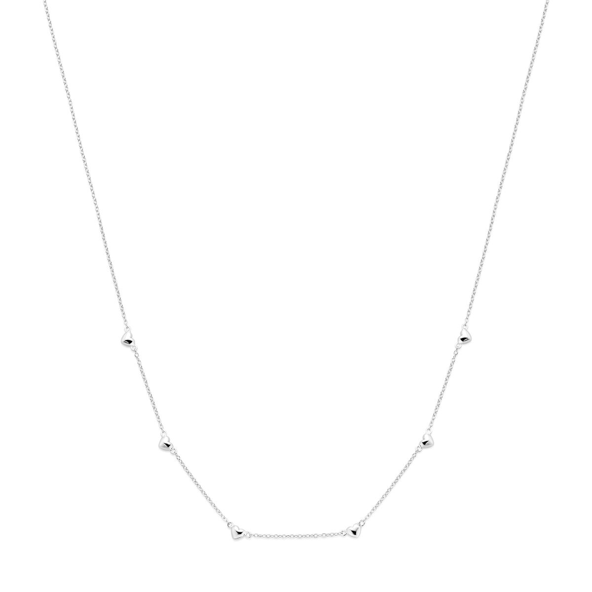 Collier hartjes 41 - 43 - 45 cm zilver gerhodineerd
