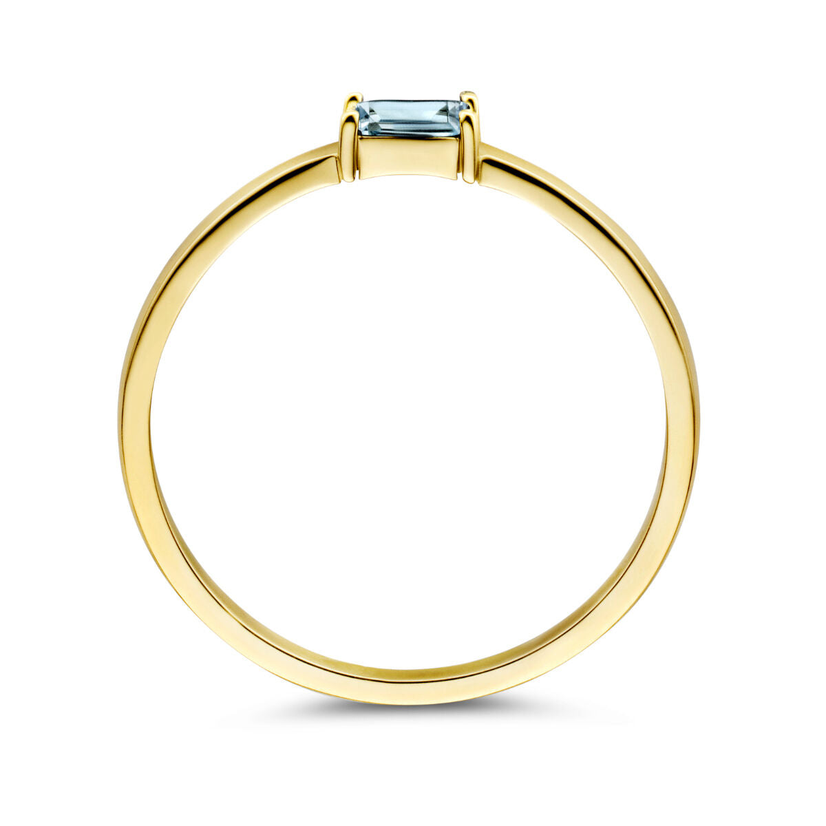 Ring met geboortesteen aquamarijn maart 14K geelgoud