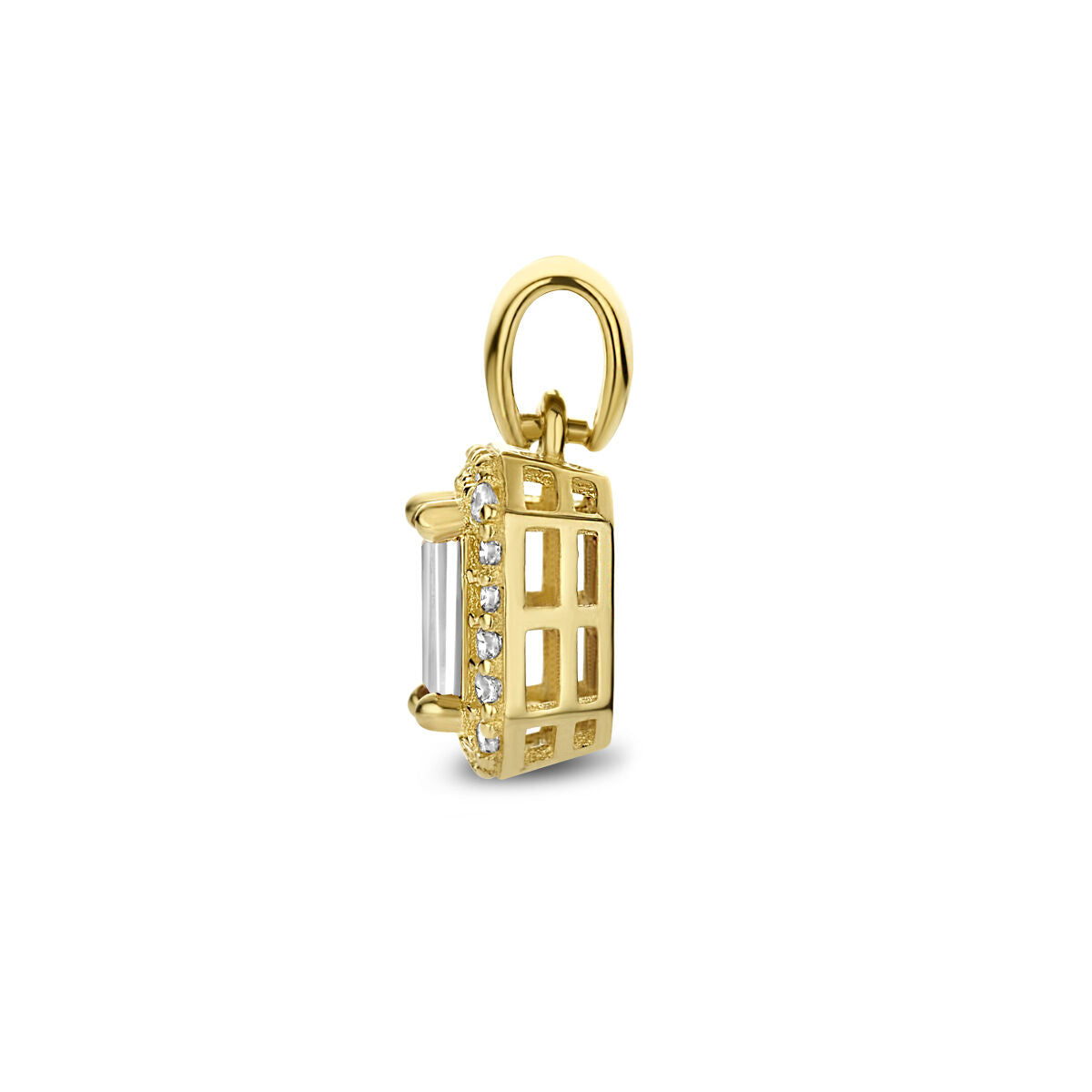 14K geelgoud hanger zirkonia halo 4028200 - PansiteNederland.nl