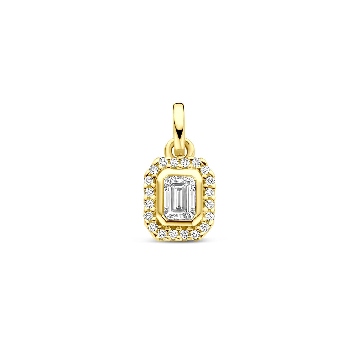 14K geelgouden hanger diamant 0.31ct h si 13 mm halo - 4033653 - PansiteNederland.nl