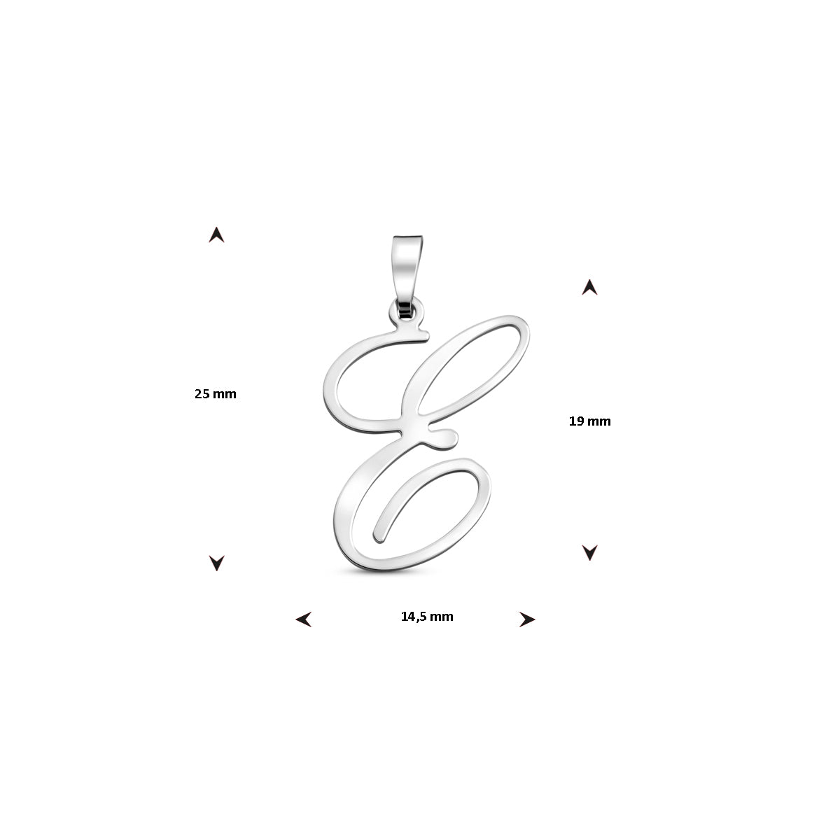 Hanger sierletter E 19 mm zilver #Letter_E