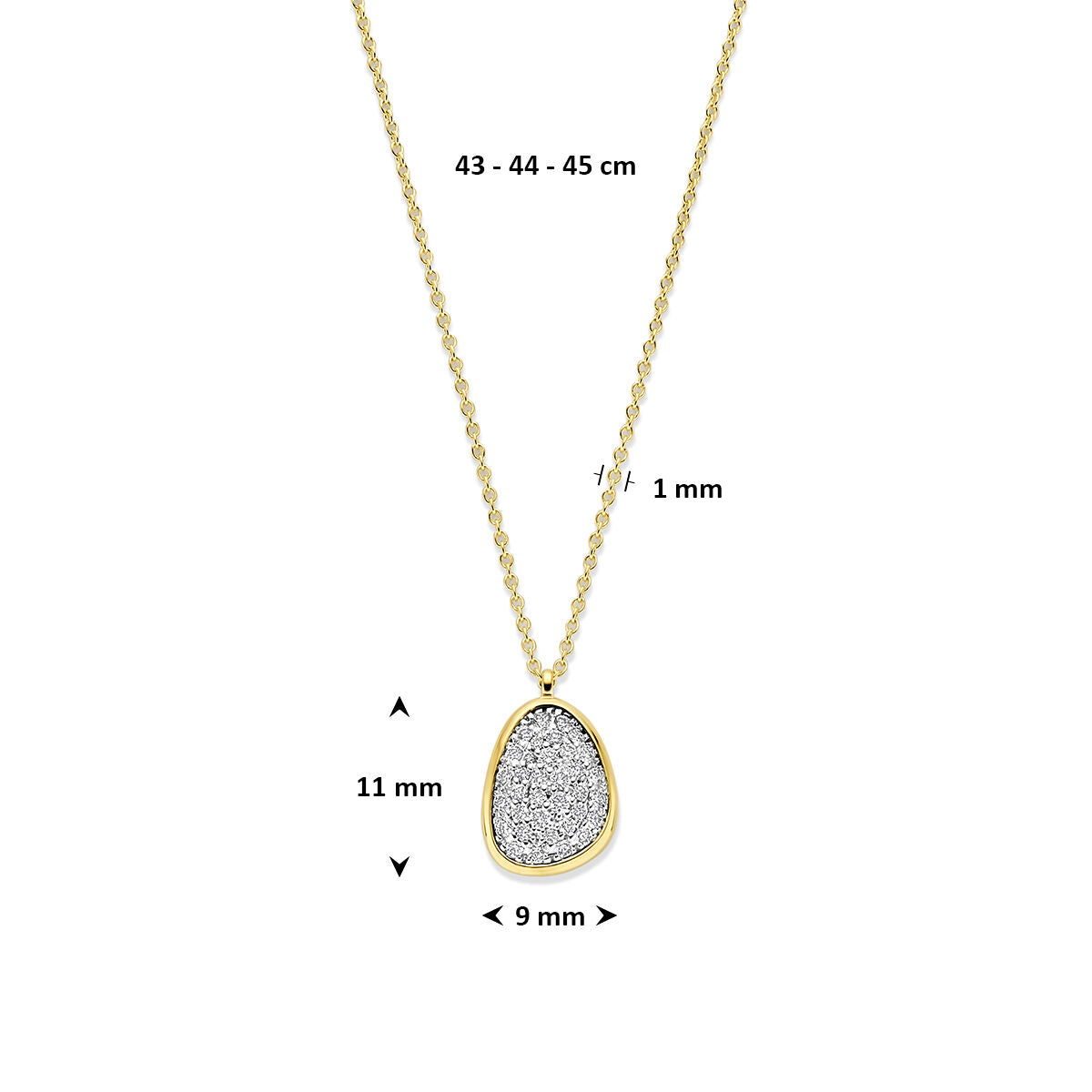 Fantasy Collection Collier diamant 0.25ct h si 43 - 44 - 45 cm 14K bicolor goud geel/wit