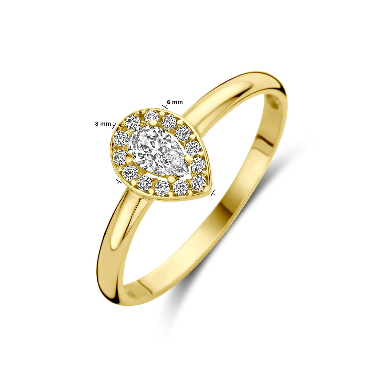 14K Geelgouden Ring Peervormige Zirkonia 4031479