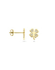 14K geelgouden oorknoppen klavertje zirkonia 7,5 mm - 4034754
