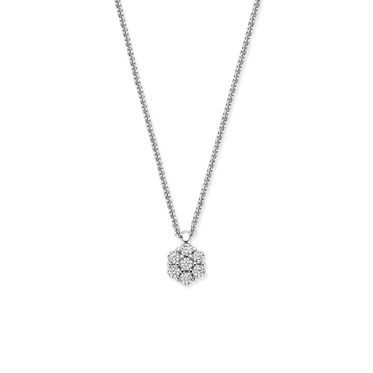 Collier zirkonia 41 - 43 - 45 cm zilver gerhodineerd