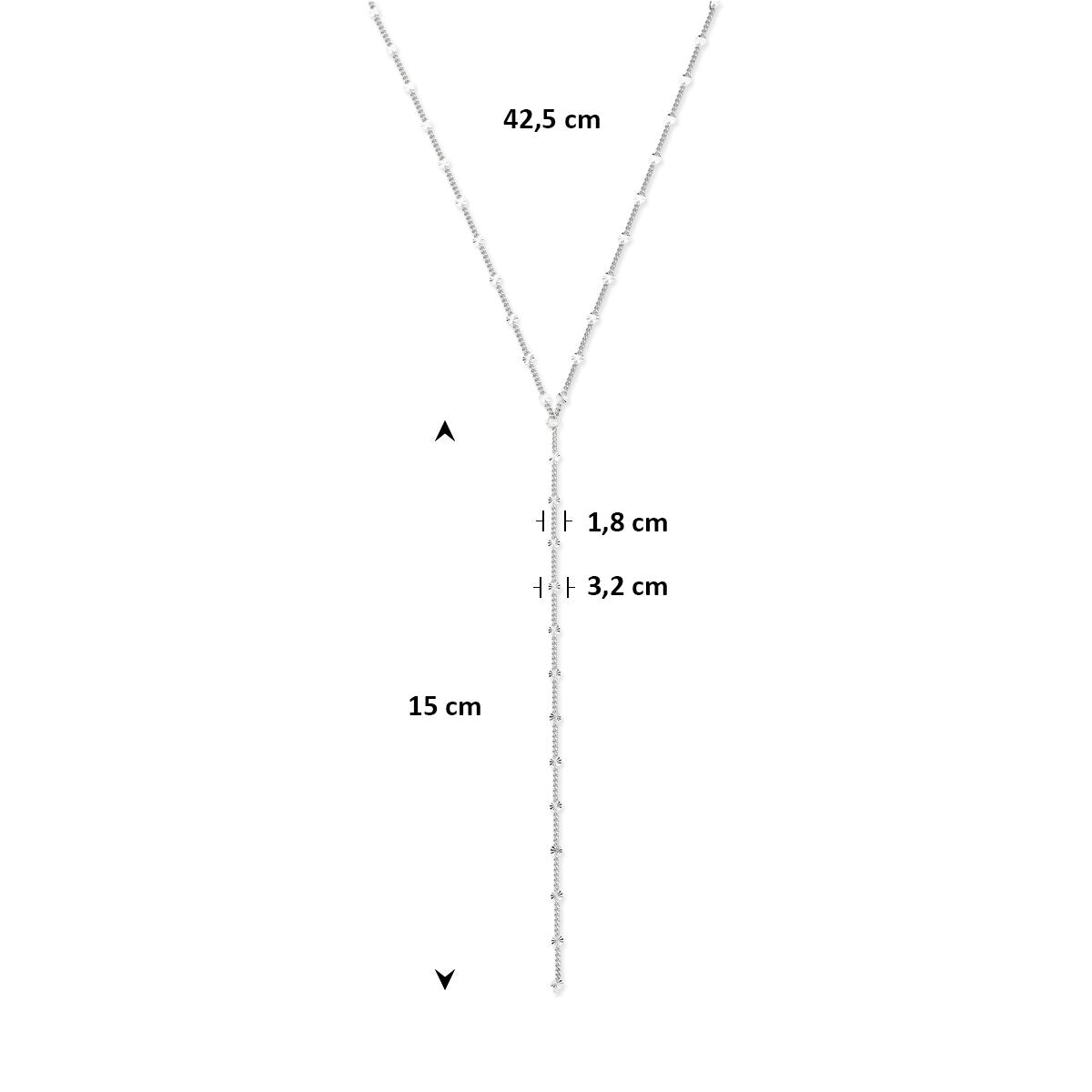Fantasy Collection Y-collier 42,5 cm zilver gerhodineerd