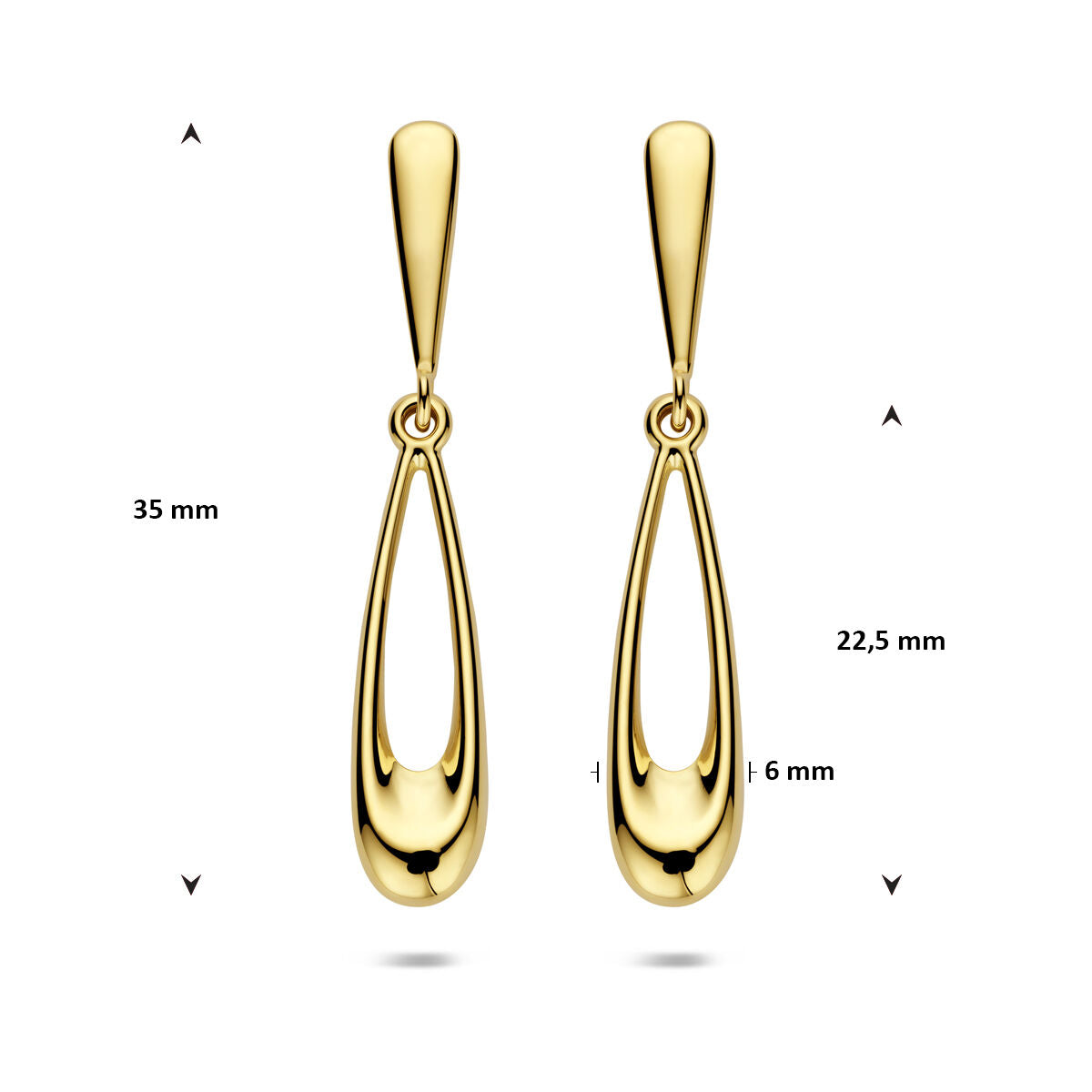 Fantasy Collection Hangende oorbellen 35 mm 14K geelgoud