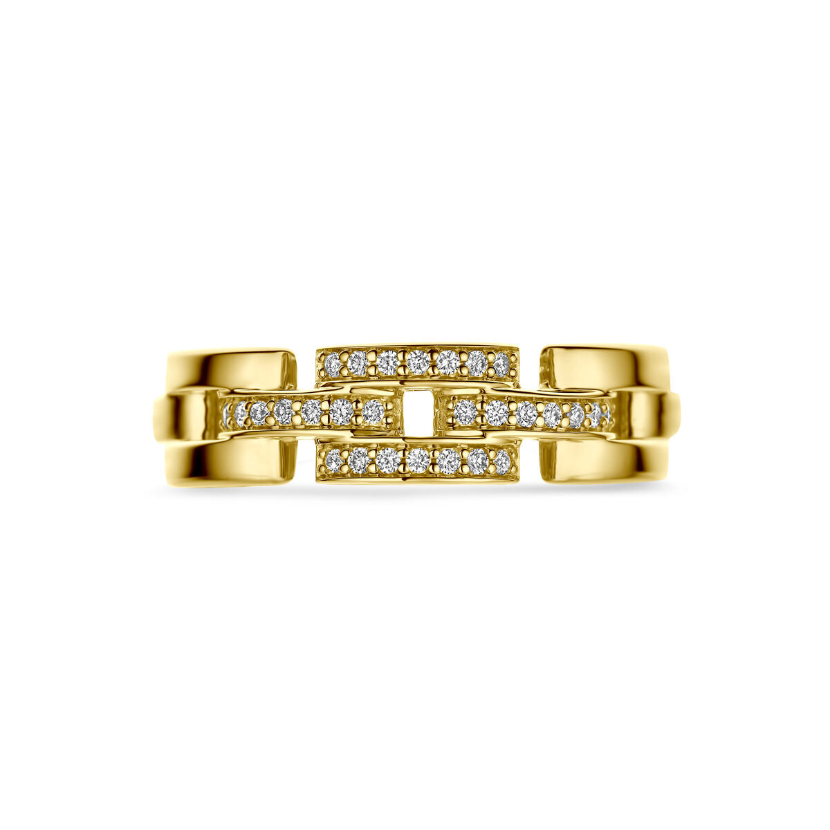 Ring schakel diamant 0.12ct h si 14K geelgoud