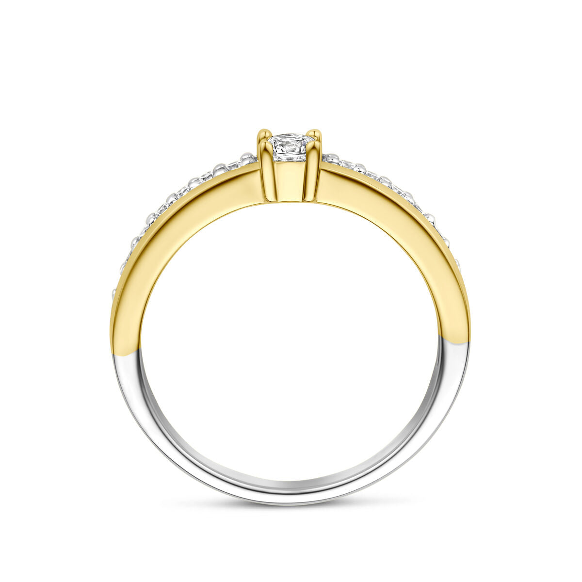 Ring zirkonia 3 micron zilver verguld wit
