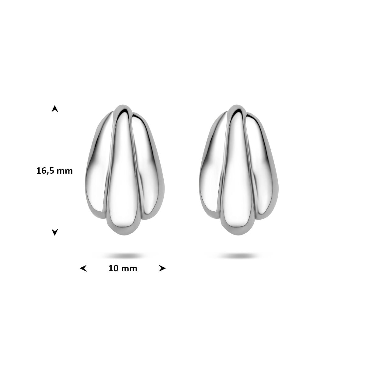Stekeroorringen zilver gerhodineerd 16,5 mm
