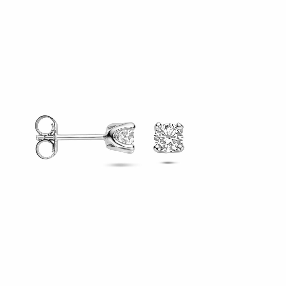 Zilveren gerhodineerde oorknoppen zirkonia 4,5 mm - 1341544