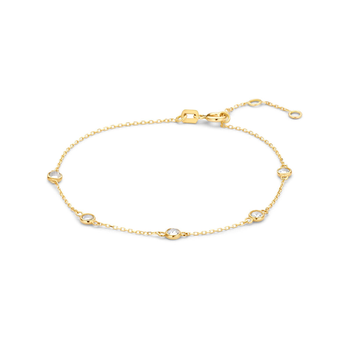 Armband zirkonia 9K geelgoud 17 - 18 - 19 cm