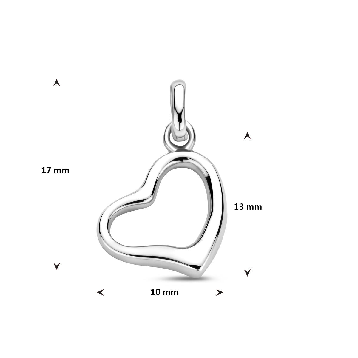 Zilveren gerhodineerde hanger hartje 17 mm - 1341924 - PansiteNederland.nl
