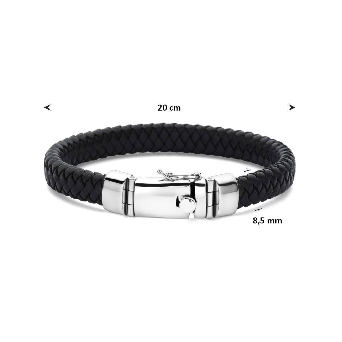 Armband 8,5 mm zilver gerhodineerd