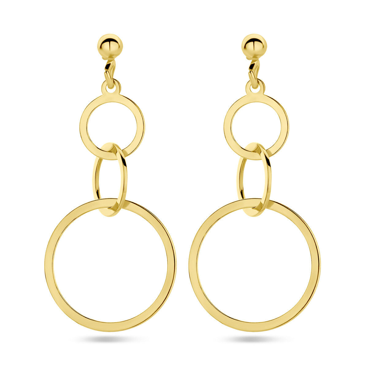Fantasy Collection Hangende oorbellen cirkels 1 micron zilver verguld