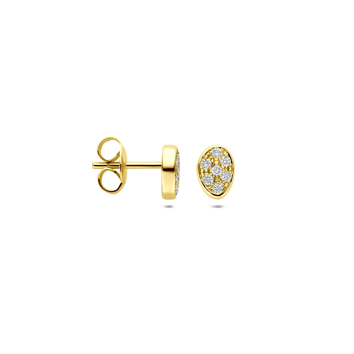 Fantasy Collection Oorbellen diamant 0.14ct (2x 0.07ct) h si 7 mm 14K geelgoud