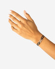 Buddha to Buddha Chain XS Cord Armband 135BL Zilver Black