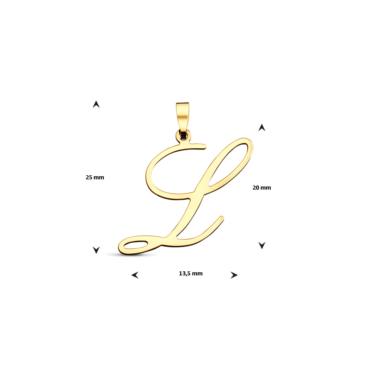 Hanger sierletter L 20 mm 14K geelgoud #Letter_L