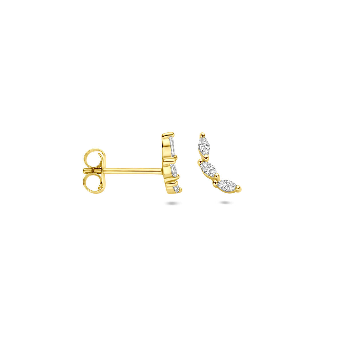 Zilveren vergulde geel oorknoppen zirkonia 9,5 mm 1 micron - 2104109