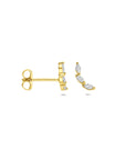Zilveren vergulde geel oorknoppen zirkonia 9,5 mm 1 micron - 2104109