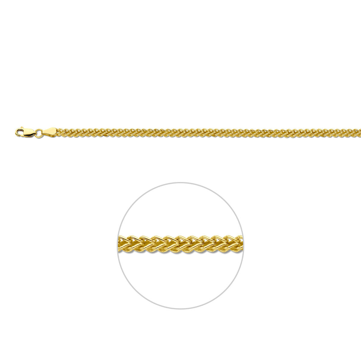 Ketting Gourmette massief 3,5 mm Silgold (geel met zilverkern)
