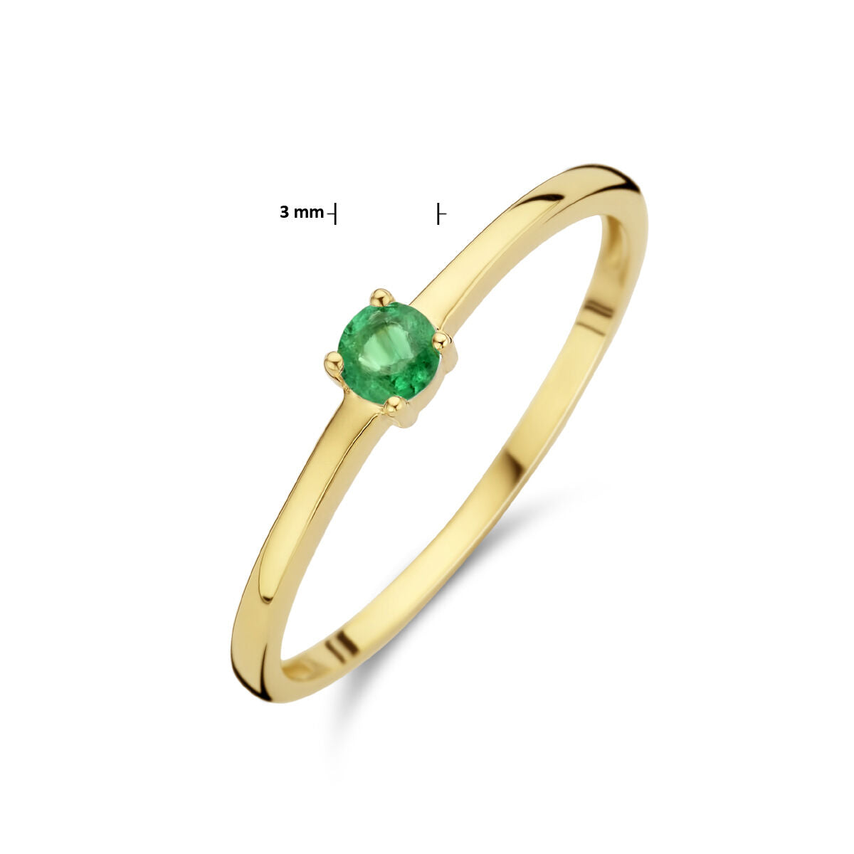 Ring met geboortesteen smaragd mei 14K geelgoud