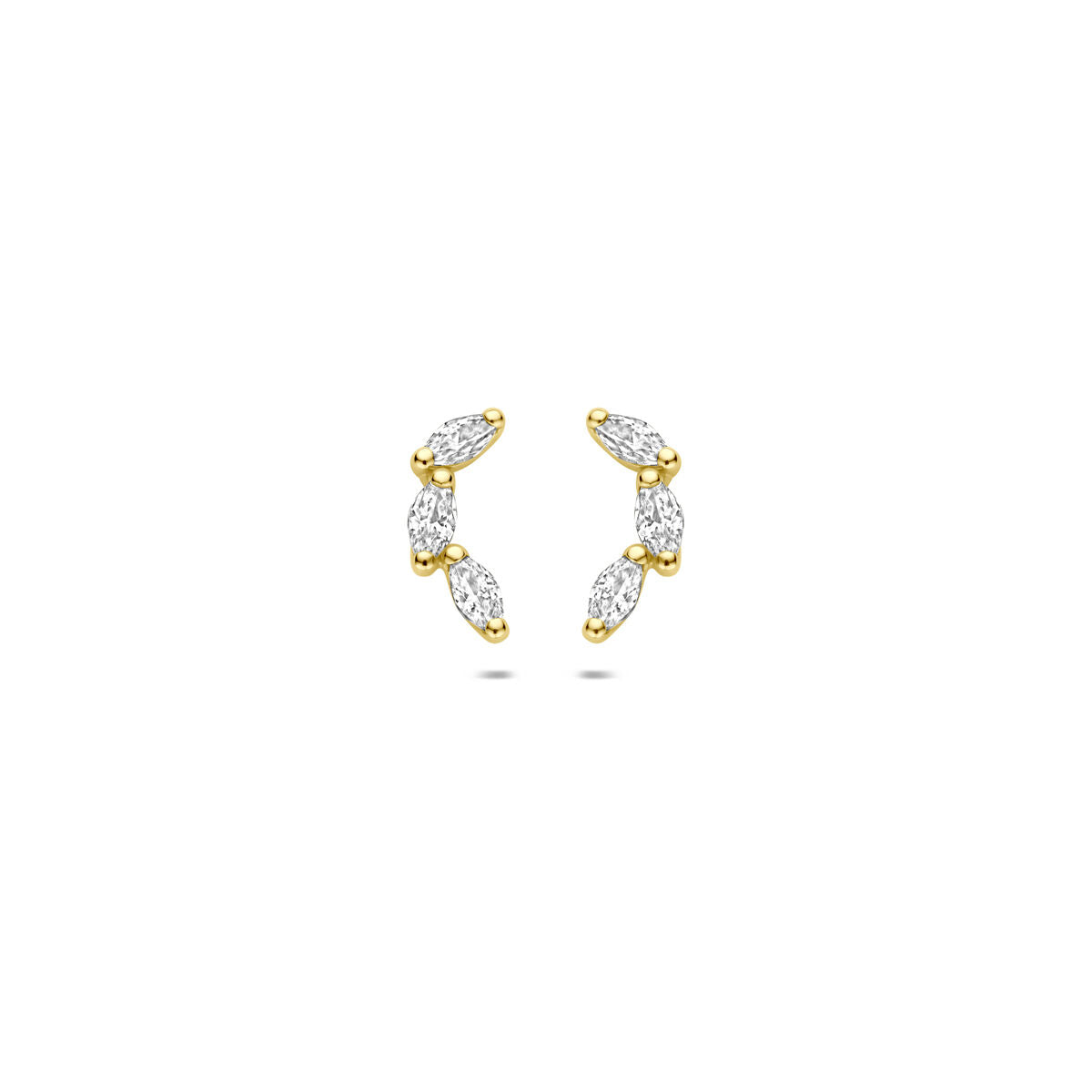 Oorknoppen zirkonia 9K geelgoud 10 mm