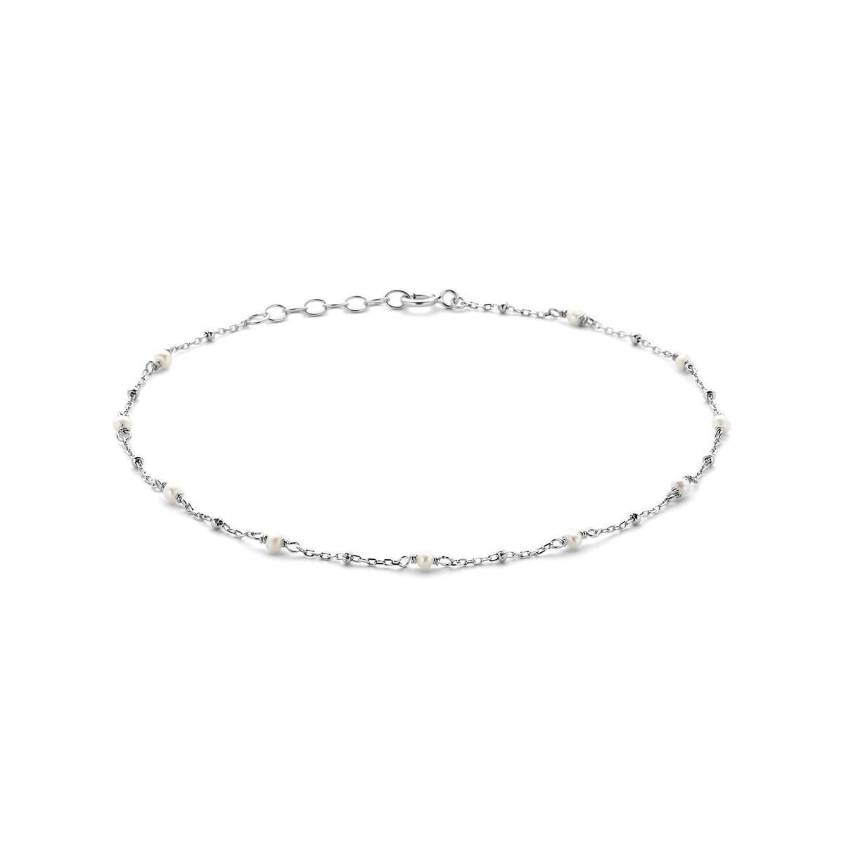 Enkelbandje parel 24 + 2 cm zilver gerhodineerd