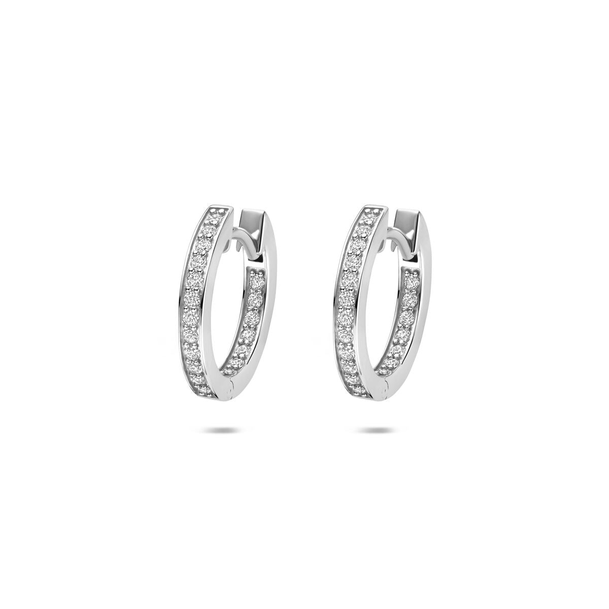 Zilveren gerhodineerde klapoorringen zirkonia 15 mm - 1341483