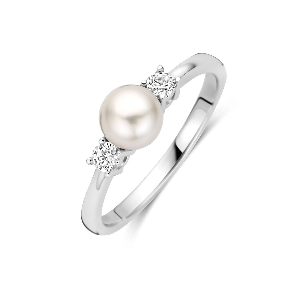 Ring parel en zirkonia zilver gerhodineerd