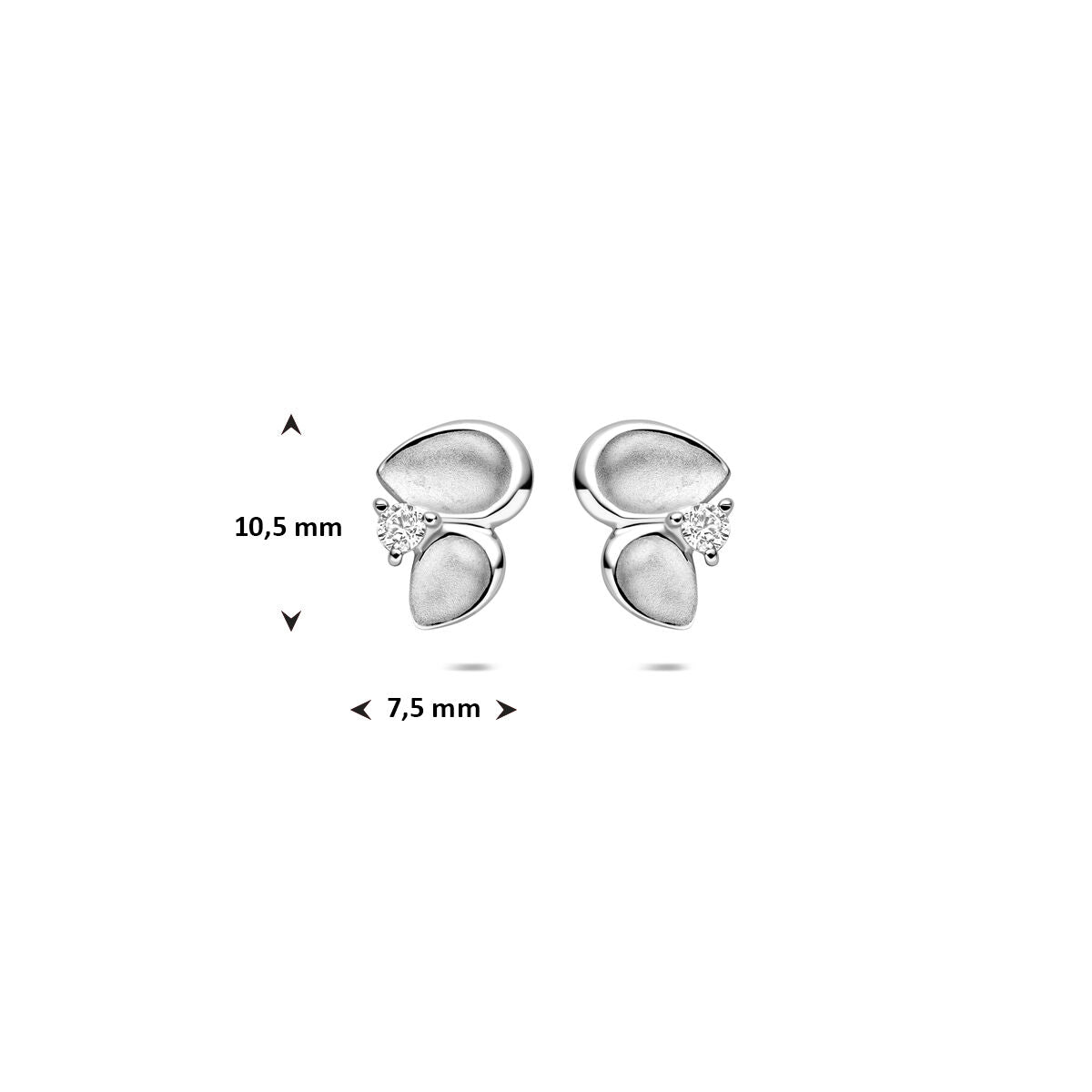 Fantasy Collection Oorbellen zirkonia poli/mat 10,5 mm zilver