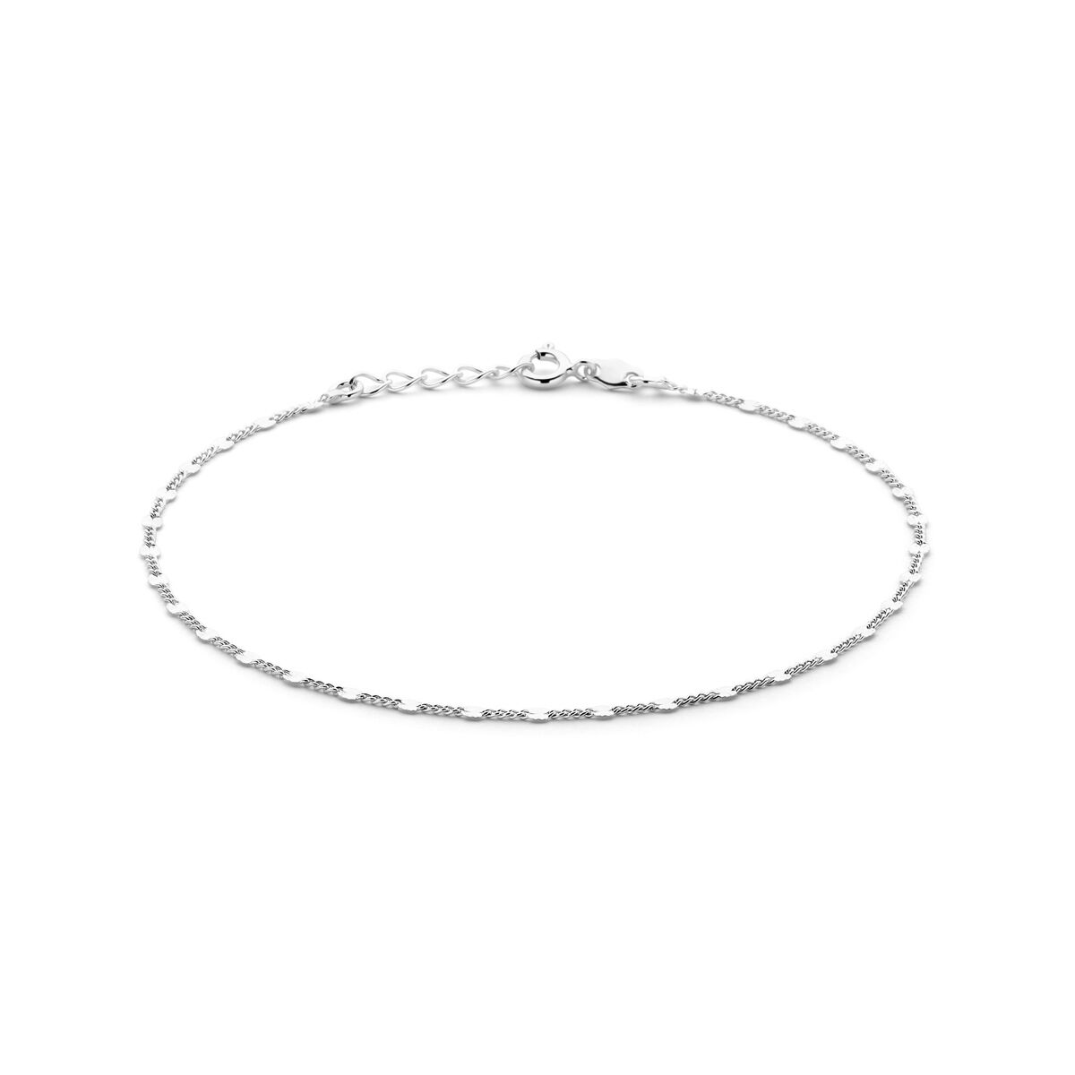 Enkelbandje 2,3 mm 24 + 2 cm zilver gerhodineerd