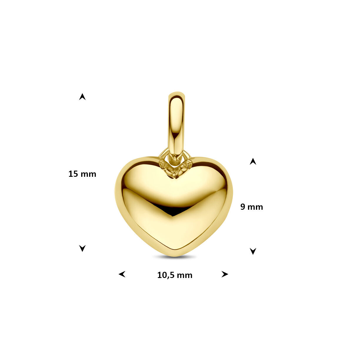 Hanger hart 14K geelgoud 9 mm