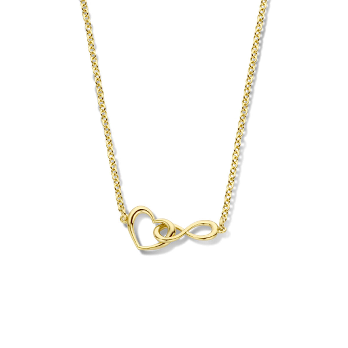 Collier hart en infinity 40 + 4 cm 3 micron zilver verguld (geel)