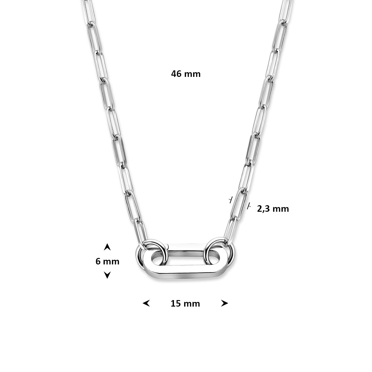 Fantasy Collection Gerhodineerd Zilveren Ketting 1342089
