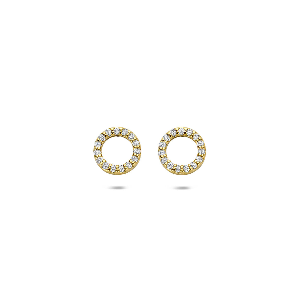 Fantasy Collection Oorbellen rondje lab grown diamant 0.16ct (2x 0.08ct) g vs 7 mm 14K geelgoud