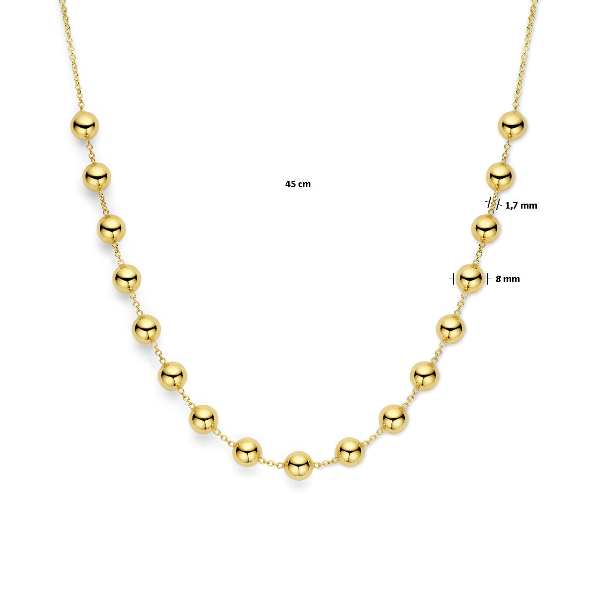 14K geelgoud collier bolletjes 8 mm 45 cm 4031350 - PansiteNederland.nl