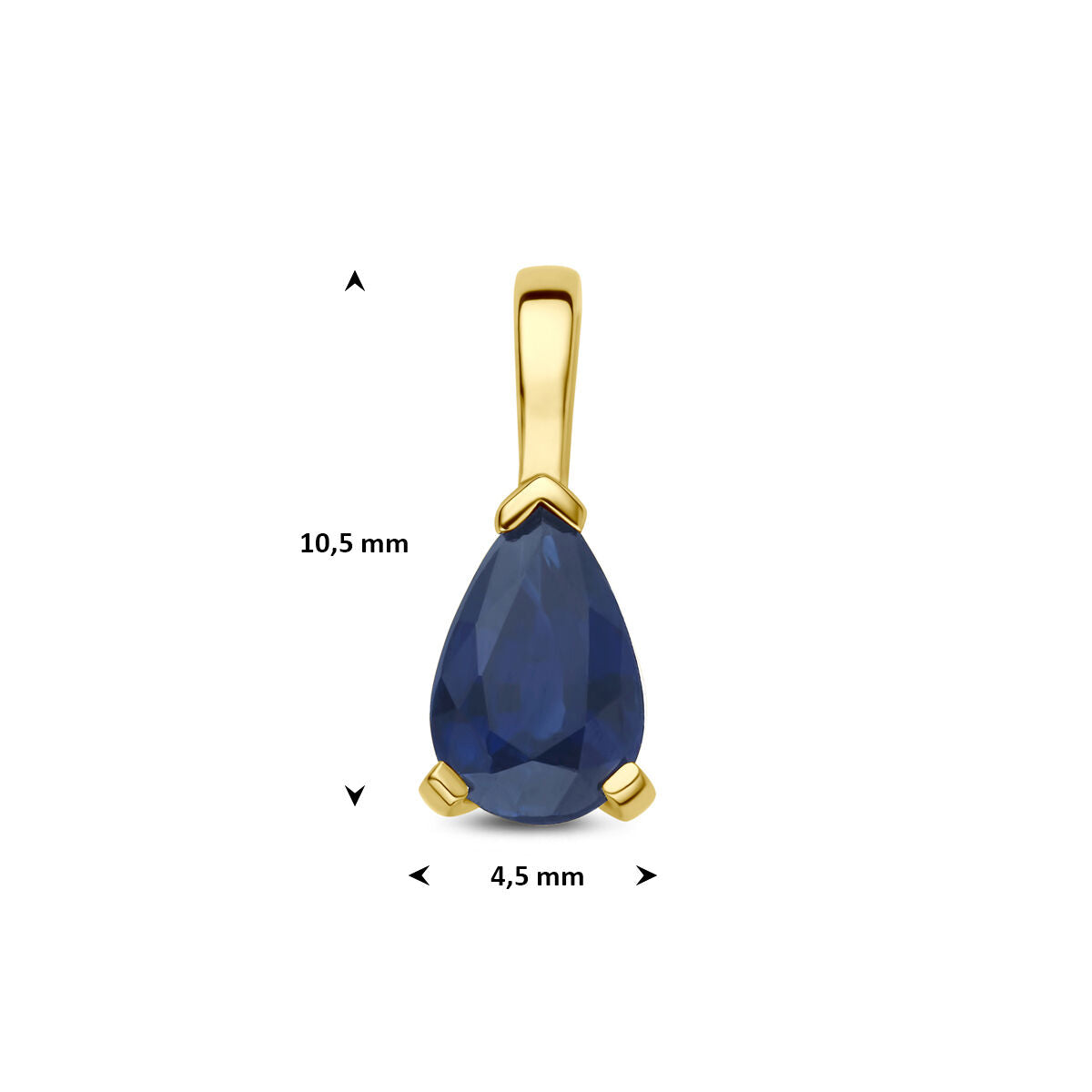 Hanger saffier 14K geelgoud 10,5 mm