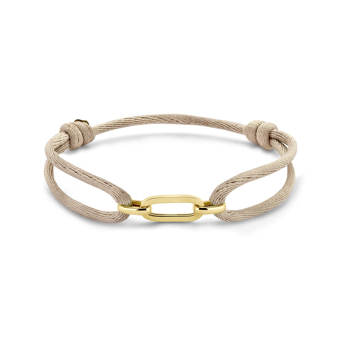 Fantasy Collection Armband satijn beige 13 - 26 cm 14K goud met rubber/nylon/leer
