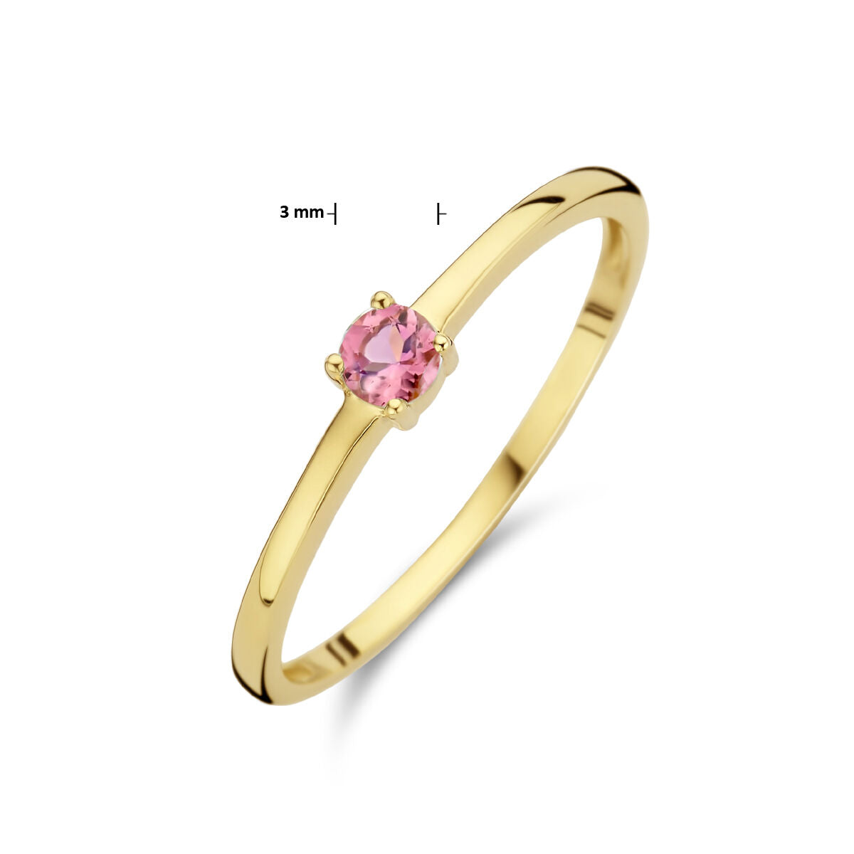 Ring met geboortesteen toermalijn oktober 14K geelgoud