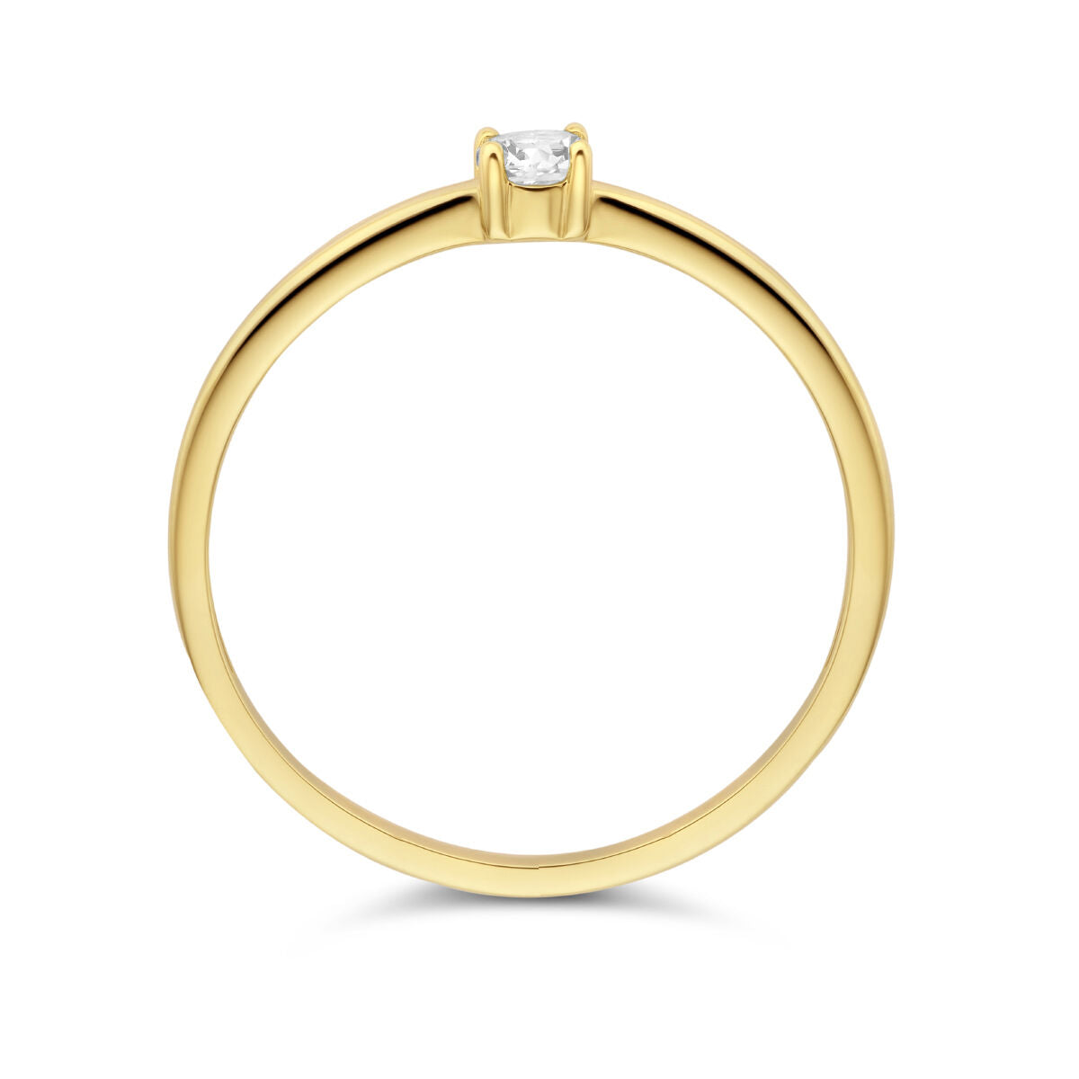 Ring met geboortesteen zirkonia april 14K geelgoud