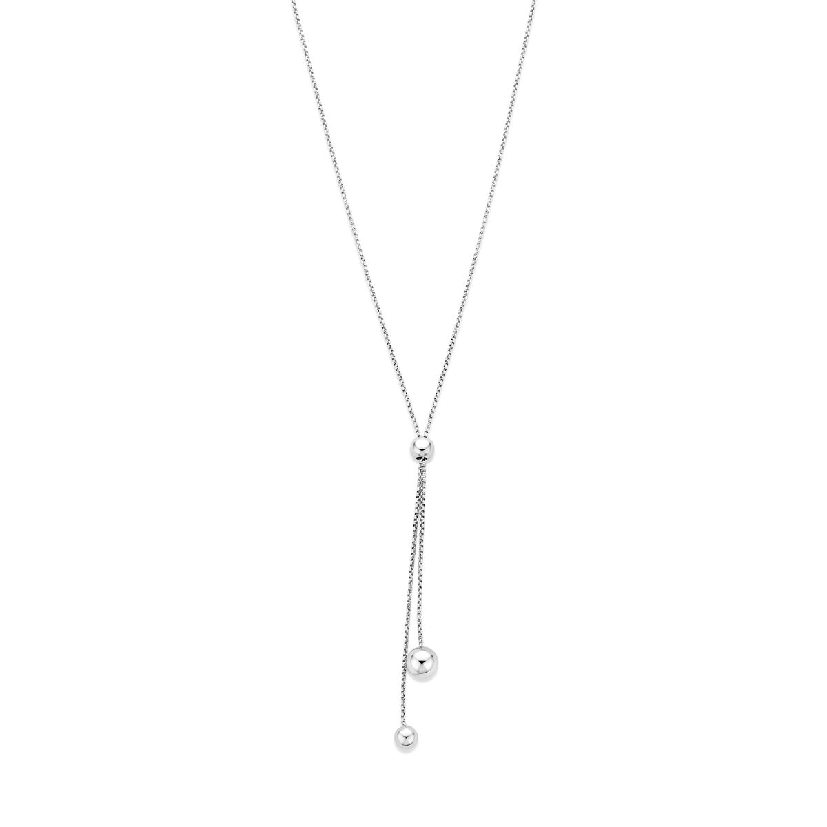 Fantasy Collection Y-collier bolletjes 76 cm zilver gerhodineerd