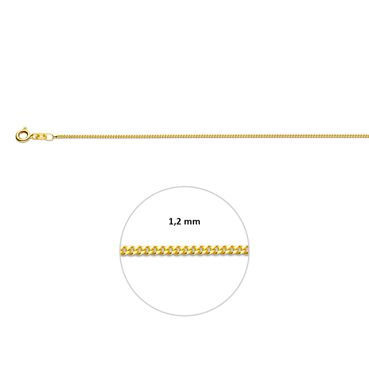 Ketting gourmette 1,2 mm 14K geelgoud#Materiaal_14K geelgoud