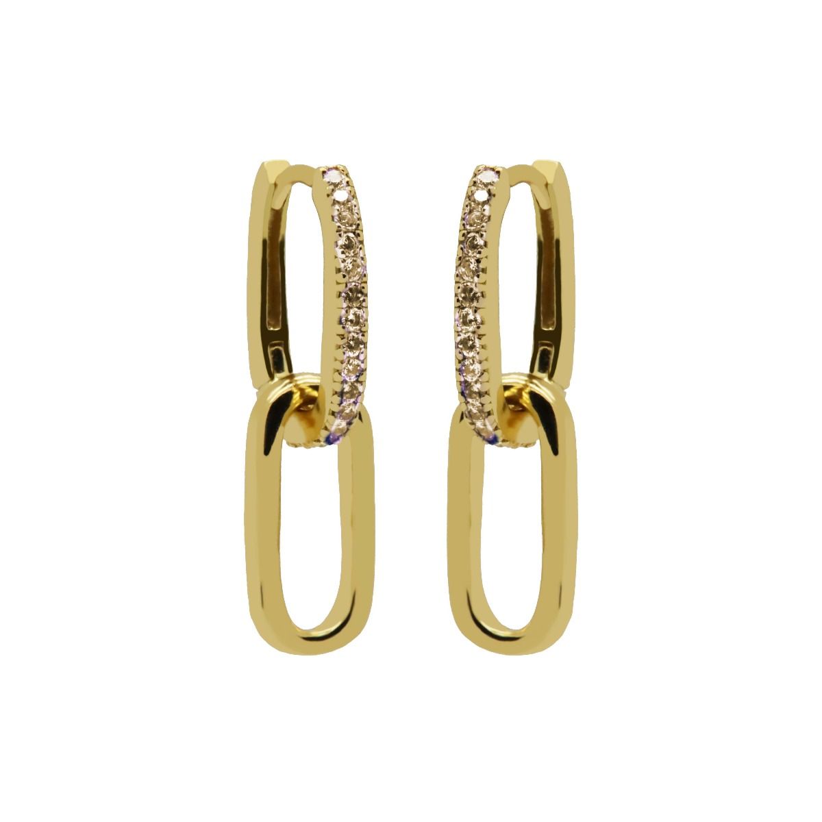 Karma Plain Hinged Hoops Zirconia Densely Champaign Goldplated - H233GP_C oorbellen