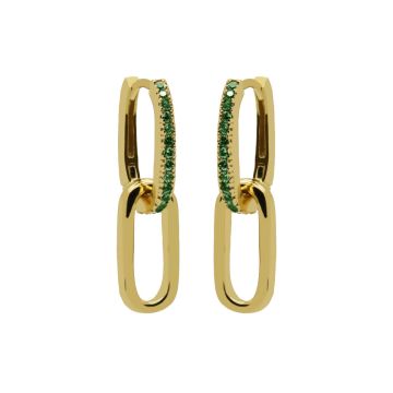 Karma Plain Hinged Hoops Zirconia EMERALD GREEN Densely Goldplated - H233GP_EG oorbellen
