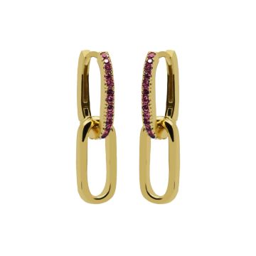 Karma Hinged Hoops Zirconia RUBY RED Densely Goldplated oorbellen