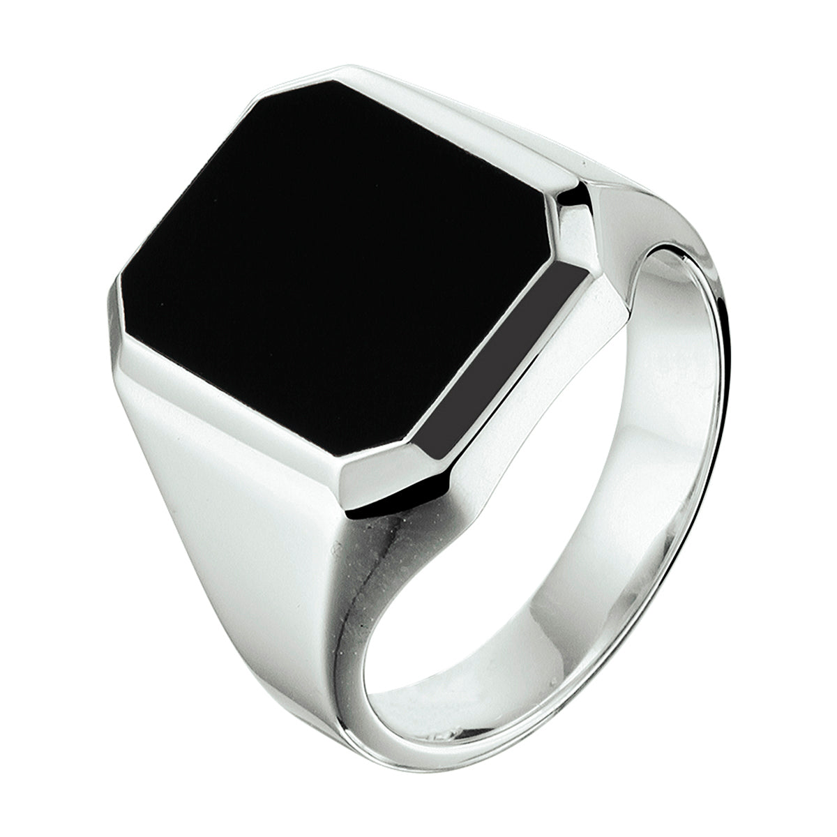 Gerhodineerd Zilver Zegelring Massief Onyx 13 X 11Mm 1337343 - PansiteNederland.nl