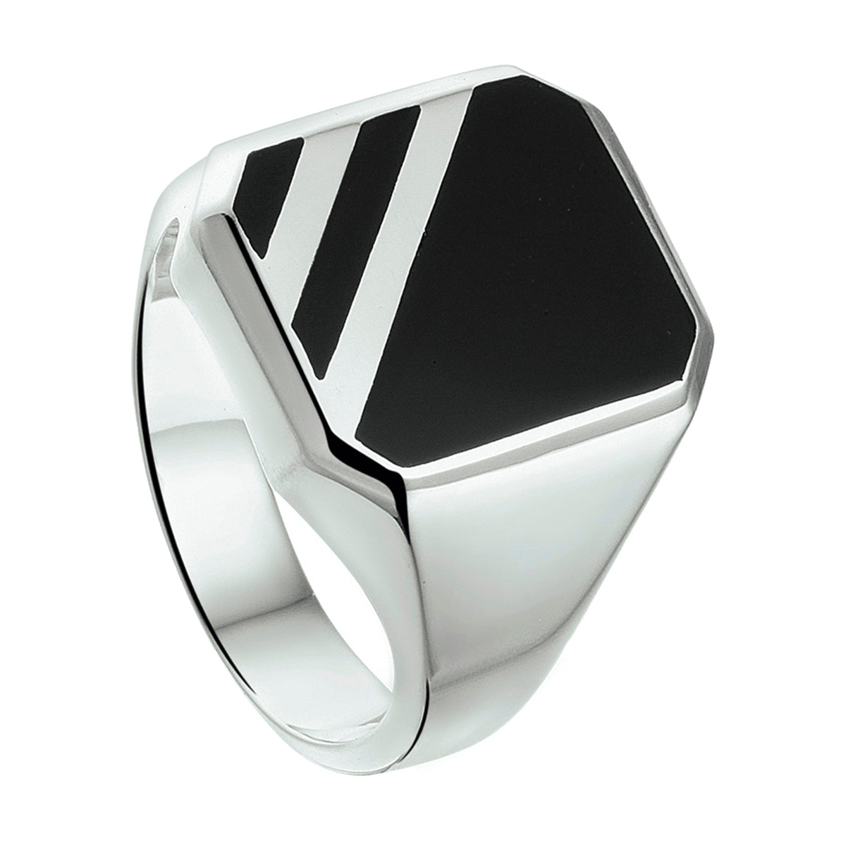 Gerhodineerd Zilver Zegelring Massief Onyx 1337353 - PansiteNederland.nl