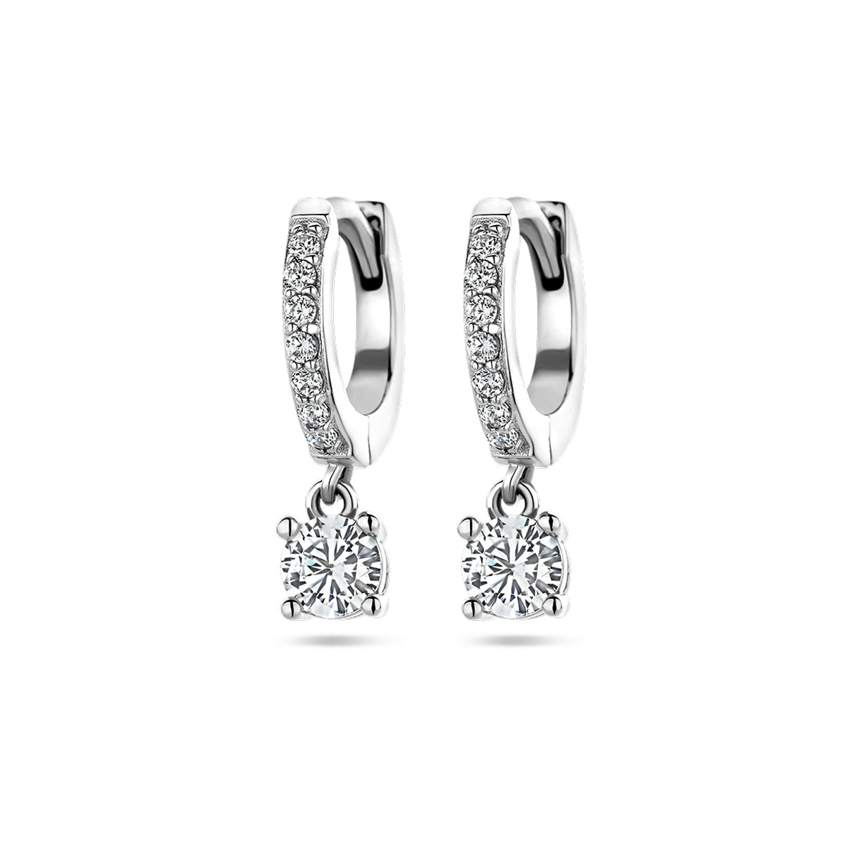 Zilver Gerhodineerd Klapoorringen Zirkonia 1337682 - PansiteNederland.nl